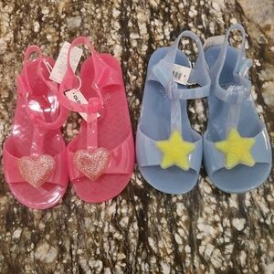 Kids Pink and Blue Sandals with Heart and Star
